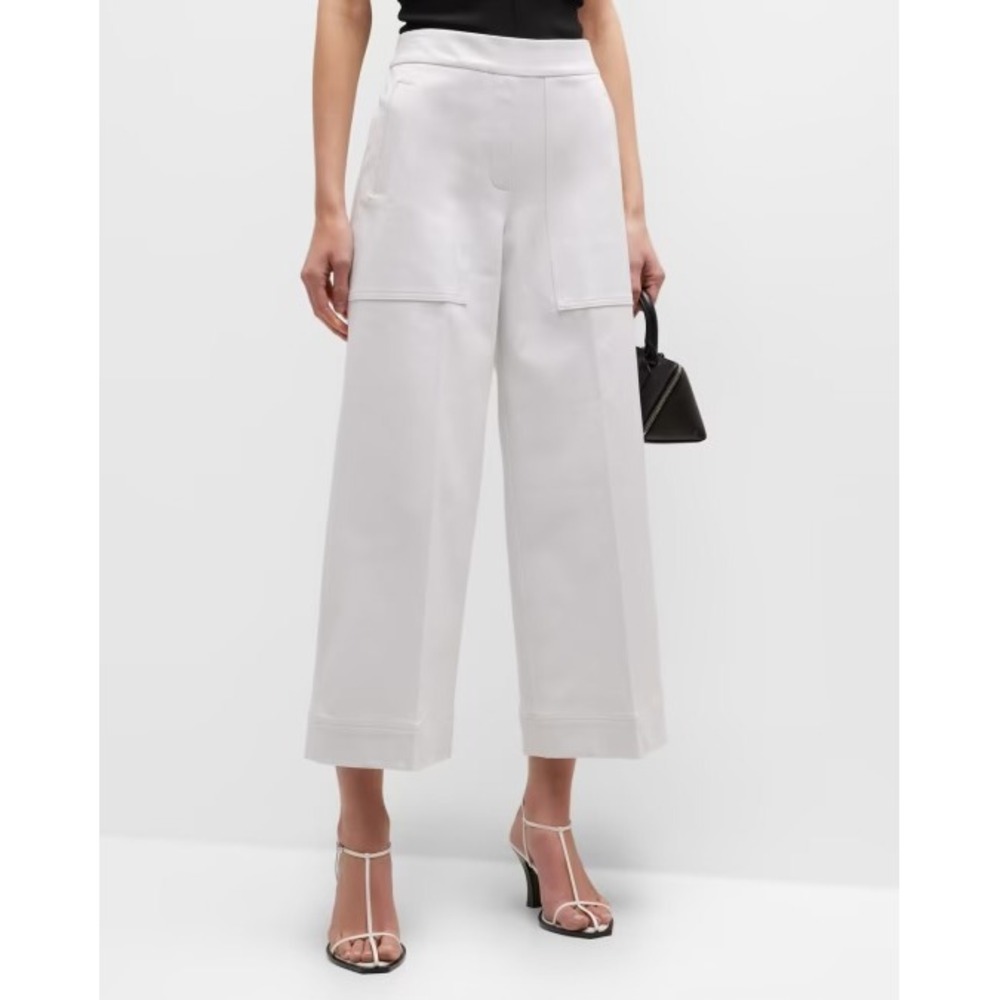 Spanx On‎ the Go Cropped Wide Leg Pants White Modern MinimalistWomens Medium